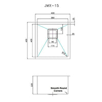 430x455mm Handmade 1.5mm Stainless Steel Undermount / Topmount Kitchen Sink with Square Waste