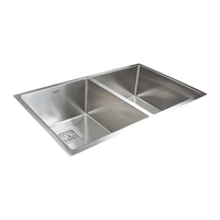 835x505mm Handmade 1.5mm Stainless Steel Undermount / Topmount Kitchen Sink with Square Waste