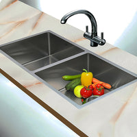 865x440mm Handmade Stainless Steel Undermount / Topmount Kitchen Sink with Waste