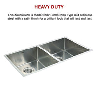 865x440mm Handmade Stainless Steel Undermount / Topmount Kitchen Sink with Waste