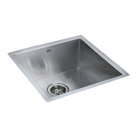 440x440mm Handmade Stainless Steel Undermount / Topmount Kitchen Laundry Sink with Waste