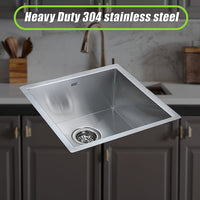 440x440mm Handmade Stainless Steel Undermount / Topmount Kitchen Laundry Sink with Waste