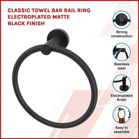 Classic Towel Bar Rail Ring Electroplated Matte Black Finish