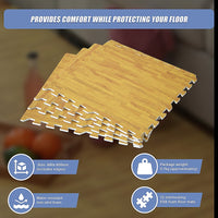 12 Tile EVA Interlocking Gym Floor Mats Wood Colour for Home Yoga