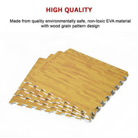 12 Tile EVA Interlocking Gym Floor Mats Wood Colour for Home Yoga