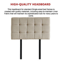 Linen Fabric Single Bed Deluxe Headboard Bedhead - Beige