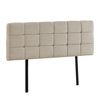 Linen Fabric Double Bed Deluxe Headboard Bedhead - Beige