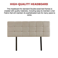 Linen Fabric Double Bed Deluxe Headboard Bedhead - Beige