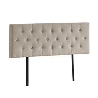 Linen Fabric Double Bed Deluxe Headboard Bedhead - Beige