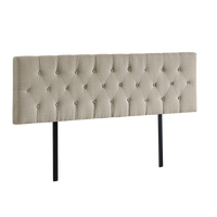 Linen Fabric King Bed Deluxe Headboard Bedhead - Beige