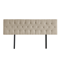 Linen Fabric King Bed Deluxe Headboard Bedhead - Beige