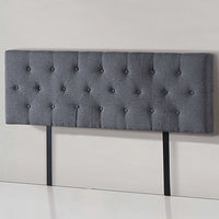 Linen Fabric Queen Bed Deluxe Headboard Bedhead - Grey