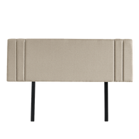 Linen Fabric Queen Bed Deluxe Headboard Bedhead - Beige