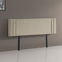 Linen Fabric King Bed Deluxe Headboard Bedhead - Beige