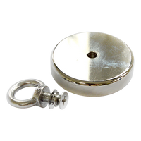 Round Neodymium Fishing Magnet with Countersunk Hole and Eyebolt, 500 LBS pull