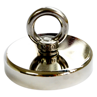 Round Neodymium Fishing Magnet with Countersunk Hole and Eyebolt, 500 LBS pull