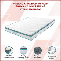 King 20cm Hybrid Mattress – Memory Foam and Innerspring Support
