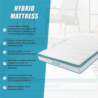 Double 20cm Hybrid Mattress – Memory Foam and Innerspring Support
