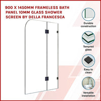 900 x 1450mm Frameless Bath Panel 10mm Glass Shower Screen By Della Francesca