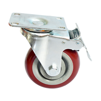 4 x 4" Heavy Duty PU Swivel Castor Wheels With Brake