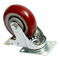 4 x 4" Heavy Duty PU Swivel Castor Wheels With Brake