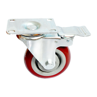 4 x 4" Heavy Duty PU Swivel Castor Wheels With Brake