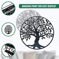 Black Tree of Life Wall Art Hanging Metal Iron Sculpture Garden 60cm