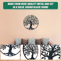 Black Tree of Life Wall Art Hanging Metal Iron Sculpture Garden 60cm