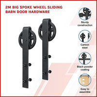 2M Big Spoke Wheel Sliding Barn Door Hardware