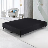 Palermo Queen Ensemble Bed Base Midnight Black Linen Fabric