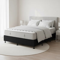 Palermo King Single Ensemble Bed Base Midnight Black Linen Fabric