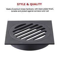 Square Black Floor Grate Drain 110 mm Full Brass Construction
