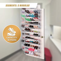 36 Pair Shoe Holder Organiser Over The Door Hanging Shelf Rack Storage Hook