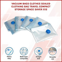 Vacuum Bags Clothes Sealed Clothing Bag Travel Compact Storage Space Saver x12