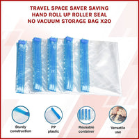 Travel Space Saver Saving Hand Roll Up Roller Seal No Vacuum Storage Bag x20