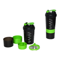 2x Protein Shaker Bottle Set – 3-in-1 Smart Blender Mixer Cup for Gym & Fitness