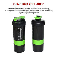 2x Protein Shaker Bottle Set – 3-in-1 Smart Blender Mixer Cup for Gym & Fitness