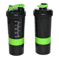 2x Protein Shaker Bottle Set – 3-in-1 Smart Blender Mixer Cup for Gym & Fitness