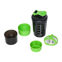 2x Protein Shaker Bottle Set – 3-in-1 Smart Blender Mixer Cup for Gym & Fitness