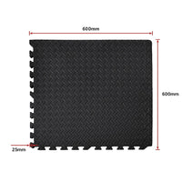 12 Tiles EVA Rubber Foam Gym Mat 60x60cm – 2.5cm Thick Fitness Flooring Set