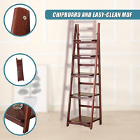 5 Tier Wooden Ladder Shelf Stand Storage Book Shelves Shelving Display Rack