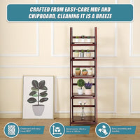 5 Tier Wooden Ladder Shelf Stand Storage Book Shelves Shelving Display Rack