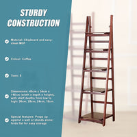 5 Tier Wooden Ladder Shelf Stand Storage Book Shelves Shelving Display Rack