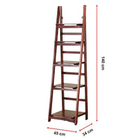 5 Tier Wooden Ladder Shelf Stand Storage Book Shelves Shelving Display Rack