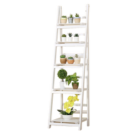 5 Tier Wooden Ladder Shelf Stand Storage Book Shelves Shelving Display Rack