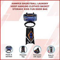 Hamper Basketball Laundry Hoop Hanging Clothes Basket Storage Kids Fun Door Bag