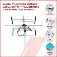 Digital TV Outdoor Antenna Aerial UHF VHF FM Signal Booster HD