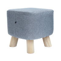 Fabric Ottoman Foot Stool Rest Pouffe Footstool Wood Storage Padded Seat