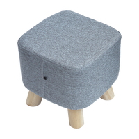 Fabric Ottoman Foot Stool Rest Pouffe Footstool Wood Storage Padded Seat