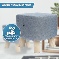 Fabric Ottoman Foot Stool Rest Pouffe Footstool Wood Storage Padded Seat